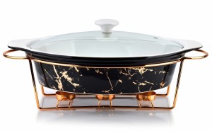 Naczynie żaroodporne ceramiczne z podgrzewaczem 2,6l Elegant czarne