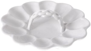 Talerz porcelanowy na jajka 21,5cm biały koszyk