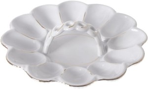 Talerz porcelanowy na jajka z uchwytem 22cm okrągły złoty 