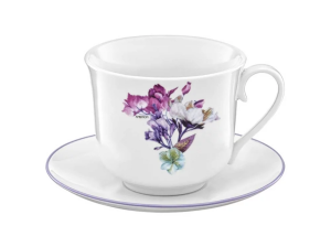 Filiżanka porcelanowa ze spodkiem 450ml GARDEN bratek