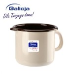 Kubek emaliowany z dziubkiem 14cm krem-brąz
