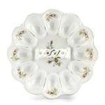 Talerz porcelanowy na jajka 22cm róża okrągły z uchwytem