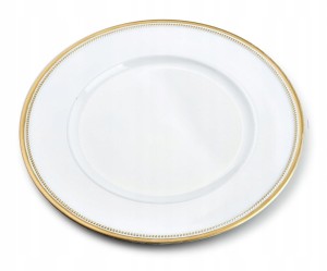 Talerz/podtalerz dekoracyjna z tworzywa 33cm BLANCHE Gold biały