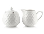 Cukiernica i mlecznik porcelanowy Diament biały