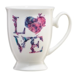 Kubek porcelanowy 300ml Love letters kwiatowy napis