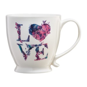 Kubek porcelanowy 400ml Love letters kwiatowy napis 