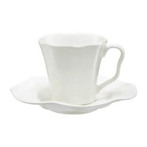 Filiżanka ceramiczna ze spodkiem 220ml Dina Rustic biała