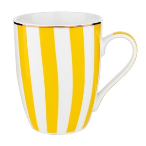 Kubek porcelanowy 340ml Stripes żółty