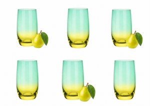 Komplet 6 szt szklanka wysoka 400ml Colorful żółty-turkus 
