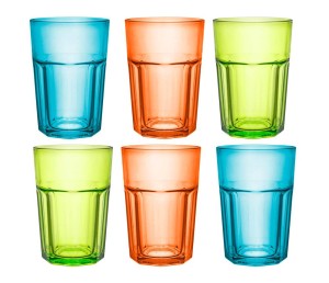 Komplet 6szt szklanek wysokich 320ml Neony