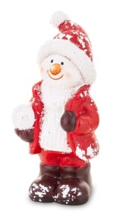 Figurka ceramiczna bałwanek mikołaj h14 cm. 