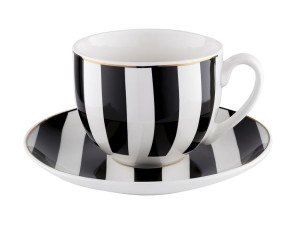 Filiżanka ze spodkiem 240ml Stripes czarna