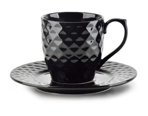Filiżanka porcelanowa ze  spodkiem 230ml DIAMENT czarna