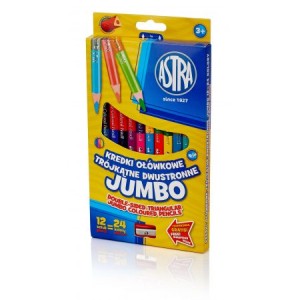 Astra Kredki ołówkowe dwustronne Jumbo 24 kolorów 12 szt.