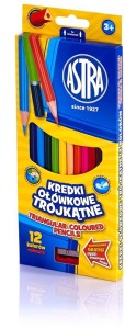 Astra Kredki ołówkowe trójkątne 12 kolorów