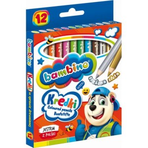 St. Majewski Kredki w oprawie drewnianej Bambino 12 kolorów