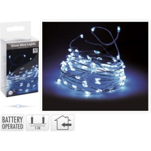 Lampki Druciki na baterie 40 led zimny biały