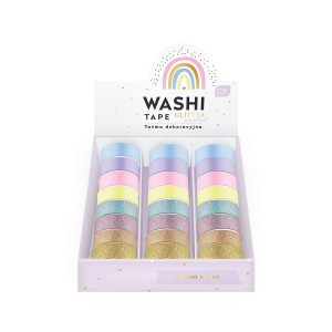Taśma dekoracyjna samoprzylepna 8 SZTUK Interdruk GLITTER PASTEL brokat 15mm x 5m