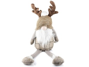 Dekoracja świąteczna Santa Siedzący Krasnal z rogami 56 cm