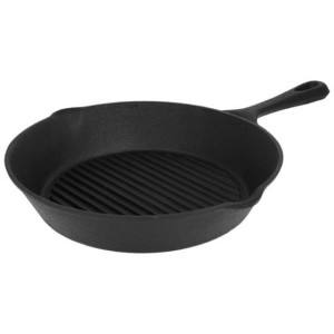 Patelnia Grillowa Żeliwna 25,6cm Czarna BrunBeste