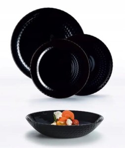 Komplet obiadowy PAMPILLE BLACK LUMINARC czarny 18el.