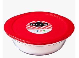 Naczynie żaroodporne okrągłe 20 cm z platikową pokrywą