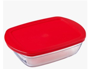 Naczynie żaroodporne prosotkątne z plastikową pokrywą 23 x 15 cm OCUISINE