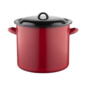 Garnek emaliowany Gładki Czerwony Emalia Pleszew 28 cm 15 l