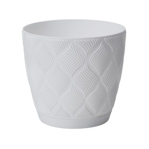 Doniczka Flow petit ECO recycled z podstawką 15 biała