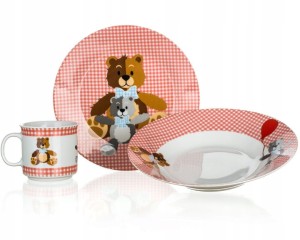 Zestaw naczyń porcelana dla dzieci 3 części