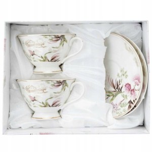 Filiżanki ze spodkiem Florina Idillo New Bone China 2 osoby 4 sztuki