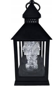 Znicz LED z aniołkiem Cortina 23 cm czarny
