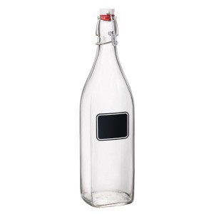Butelka szklana kwadratowa z klipsem i etykietą 1000ml Swing