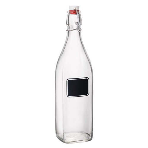 Butelka szklana kwadratowa z klipsem i etykietą 1000ml Swing