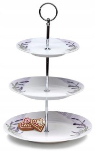 Patera na ciasto 3 poziom LAVENDER porcelana
