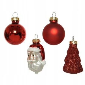 Bombki szklane 6cm figury czerwone - 9 szt