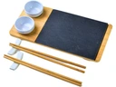 KOMPLET DO SUSHI DLA 2 OSÓB DESKA DO SERWOWANIA KAMIEŃ PAŁECZKI MISECZKI