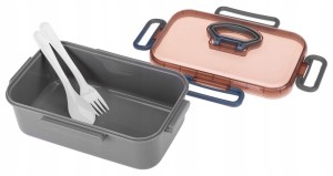 Piętrowy pojemnik śniadaniowy LUNCHBOX + sztućce 22x14x8,5cm GALICJA