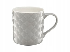 Kubek porcelanowy 420ml pikowany GLAMOUR jasny szary