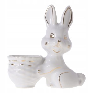 Kieliszek ceramiczny zając na jajko biały -złoty p