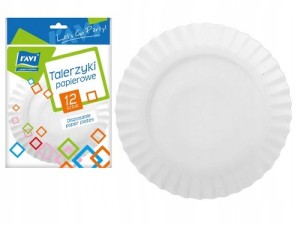 Talerze jednorazowe Ravi papierowe białe 23 cm 12 sztuk