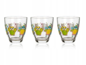VETRO PLUS Komplet kieliszków AQUA SOWY 210 ml, 3 szt