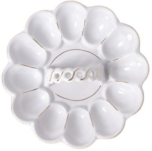 TALERZ PÓŁMISEK do JAJEK JAJ na JAJKA Podstawka Porcelana WIELKANOC Uchwyt