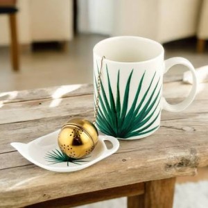 Kubek do ziół z zaparzaczem i podstawką Florina Tropic porcelana 350 ml