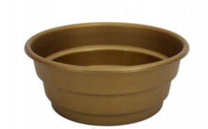 Okrągła misa plastikowa do stroików na cmentarz fi 23cm x 10cm złota