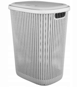 Kosz na bieliznę rattan 57 l szary