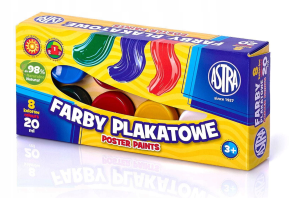 Farby plakatowe Astra 8 kolorów x 20 ml