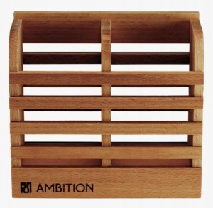 Organizer kuchenny drewniany Natural 2-komorowy 16 x 7 x 14 cm AMBITION