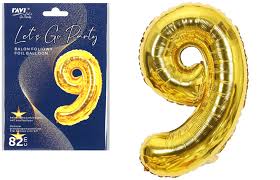 Balon foliowy Ravi cyfra 9 82 cm złoty