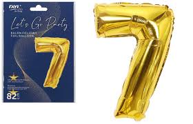 BALON FOLIOWY CYFRA 7 ZŁOTA URODZINY 82CM